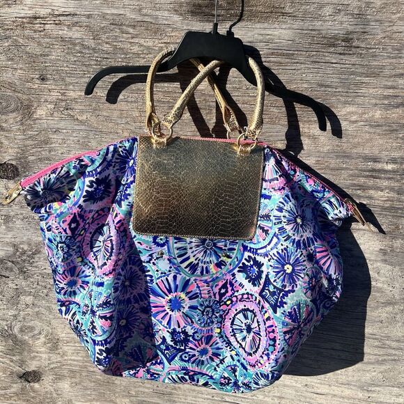 Lilly Pulitzer Packable Escape Weekender Tote Bag Palms Travel Bag - Picture 4 of 10